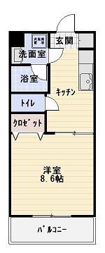 プラセール(1K/1階)の間取り写真