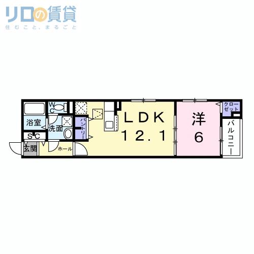LE・CADRE(1LDK/2階)の間取り写真