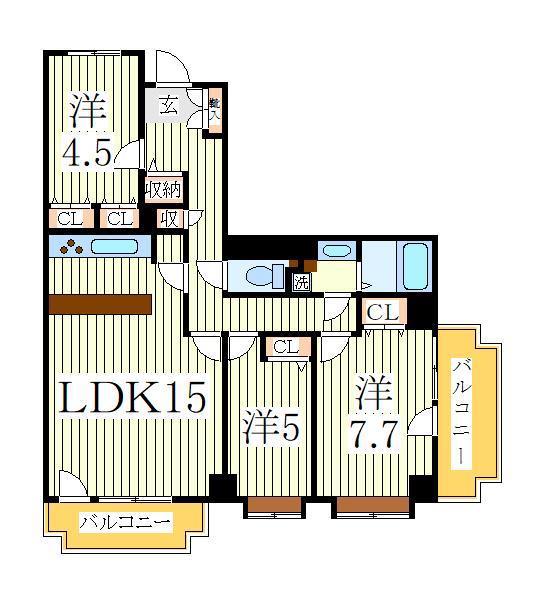 TS GARDEN柏(3LDK/4階)の間取り写真