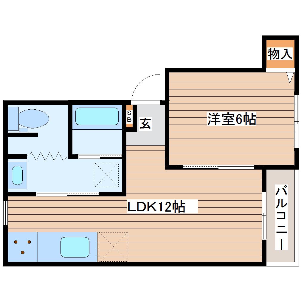 フルール仙台南(1LDK/3階)の間取り写真