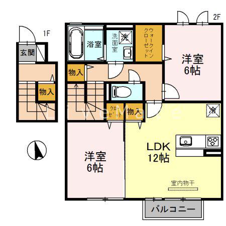 セントラルグレイスC(2LDK/2階)の間取り写真