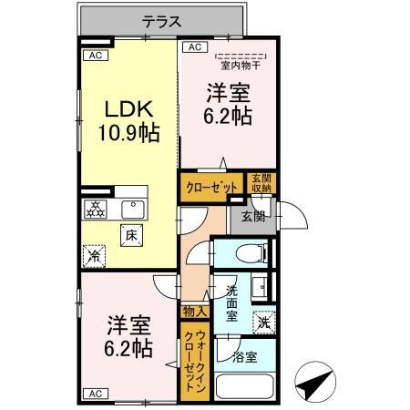DーASPIRATION(2LDK/1階)の間取り写真