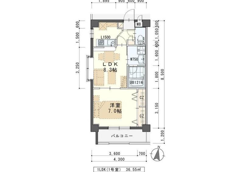 パークシティー(1LDK/4階)の間取り写真
