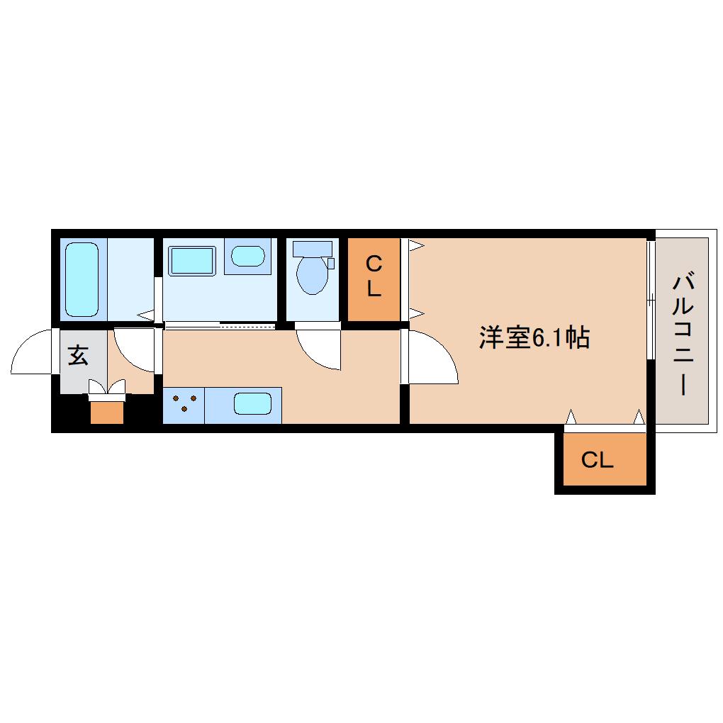 クレアール堺町I(1K/2階)の間取り写真