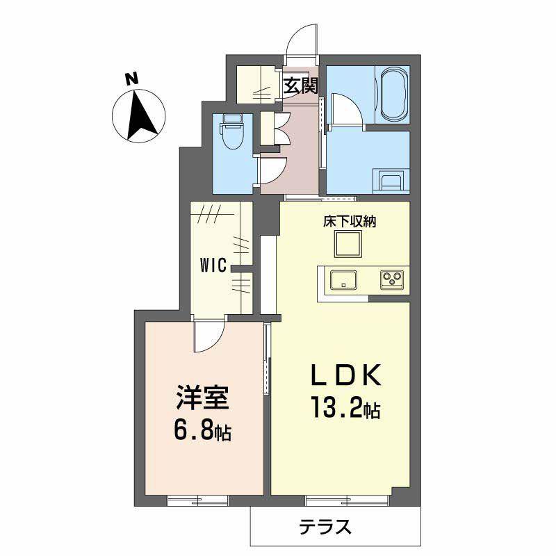 ベルモメント(1LDK/1階)の間取り写真