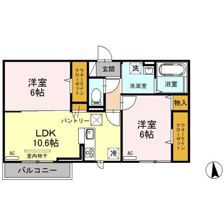 アグラード(2LDK/1階)の間取り写真