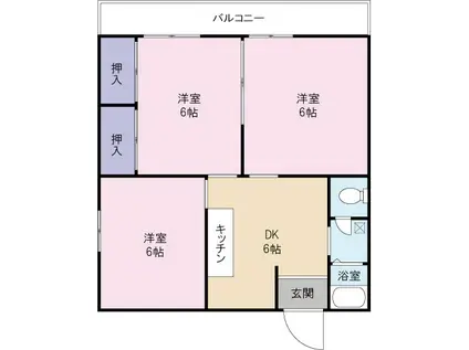 レイトンハウス(3DK/2階)の間取り写真