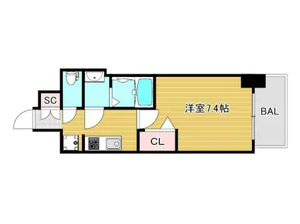 ファステート難波グランプリ(1K/7階)の間取り写真