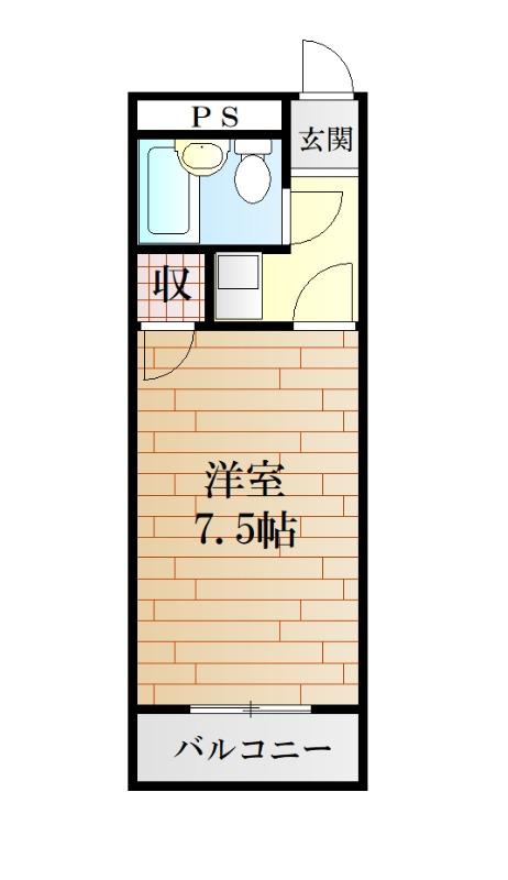 アルカディア(1K/4階)の間取り写真