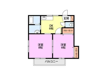 壱番館B(2DK/1階)の間取り写真