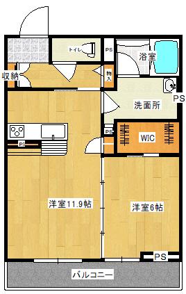 ルミエール(1LDK/2階)の間取り写真
