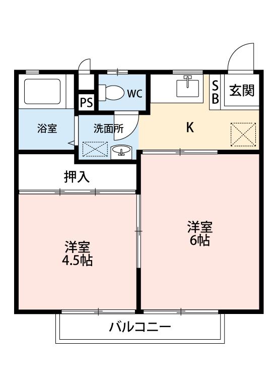 田中ハイツ(2K/2階)の間取り写真