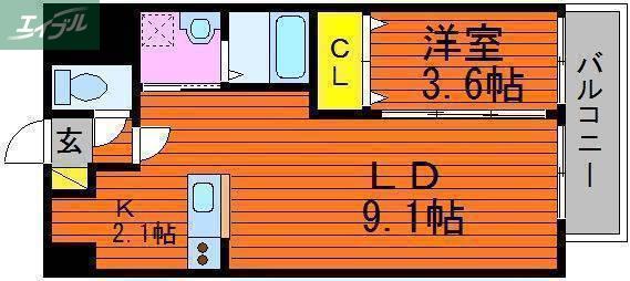 AXIS今(1LDK/9階)の間取り写真