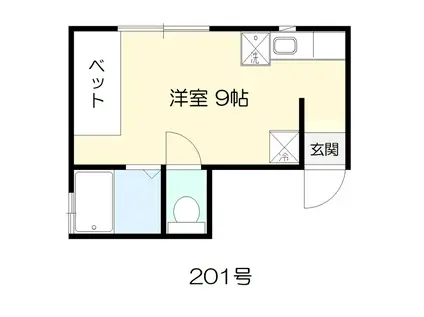 Mコーポ館向(ワンルーム/2階)の間取り写真