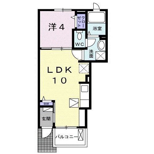 チームサモンフォース石巻(1LDK/1階)の間取り写真