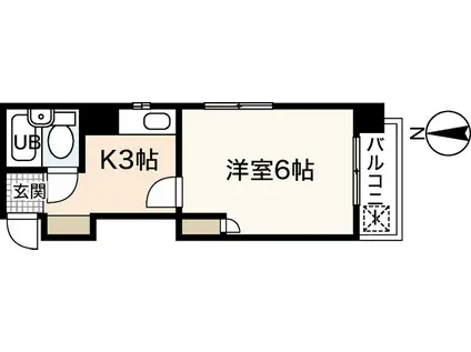 WING舟入(1K/2階)の間取り写真