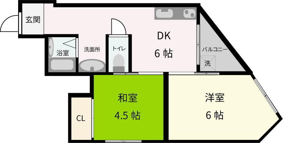 サンライフ福島(2DK/2階)の間取り写真