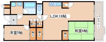 パラッシオ舞子(2LDK/5階)の間取り写真