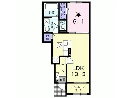 フルール山鹿 I(1LDK/1階)の間取り写真