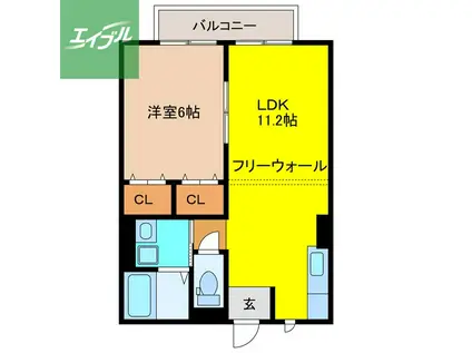 ヒルズキャッスルソフィアB(1LDK/2階)の間取り写真