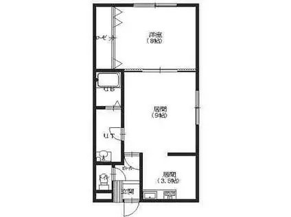 カサデクエルノII(1LDK/1階)の間取り写真