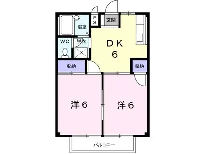 シティハイツ住崎B(2DK/2階)の間取り写真
