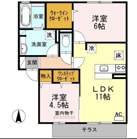 ソレイユ アン(2LDK/1階)の間取り写真
