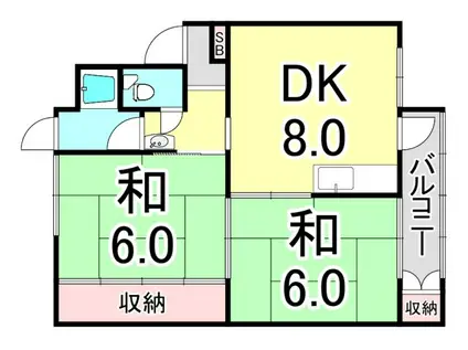 離宮ビル(2DK/3階)の間取り写真