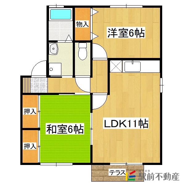 メゾンパークスII(2LDK/1階)の間取り写真