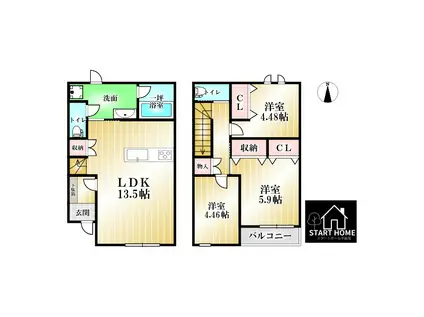 グラン・エスポワール(3LDK/1階)の間取り写真