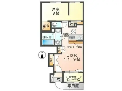 エーリオA(1LDK/1階)の間取り写真