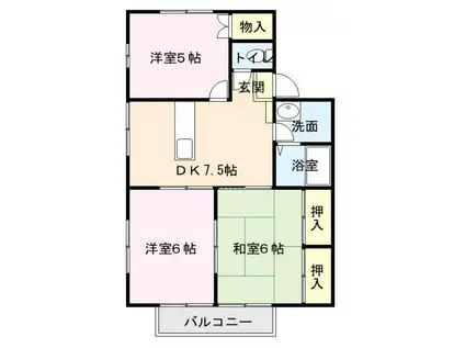 アヴェニールエムB(3DK/2階)の間取り写真