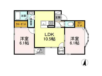 プレリュード(2LDK/2階)の間取り写真