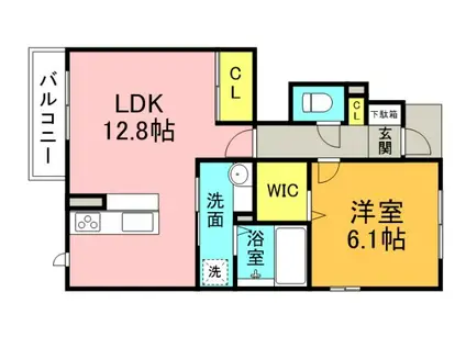 アタシェリアン(1LDK/1階)の間取り写真