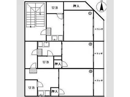 コート多賀I(1K/2階)の間取り写真