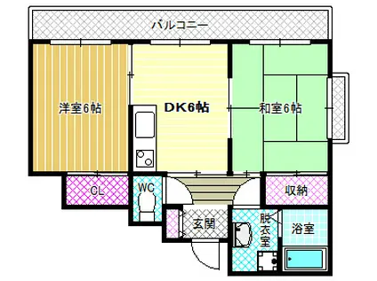 グルパ松原(2DK/4階)の間取り写真