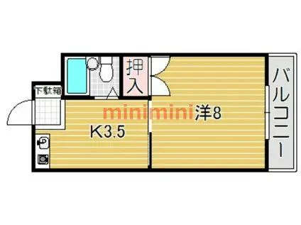 リバーサイド細川(1K/2階)の間取り写真