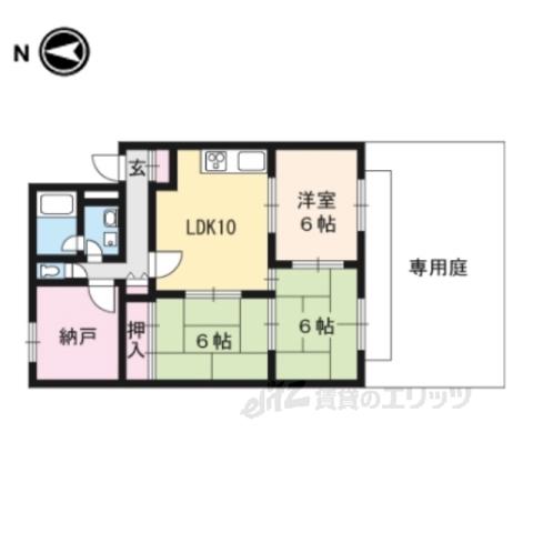 シャルト北苑(3LDK/1階)の間取り写真