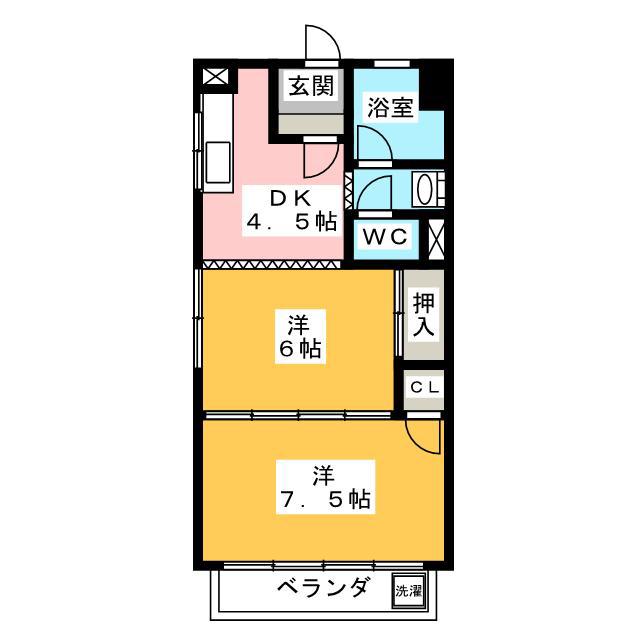 ルクシーヴァ穂積(2DK/3階)の間取り写真