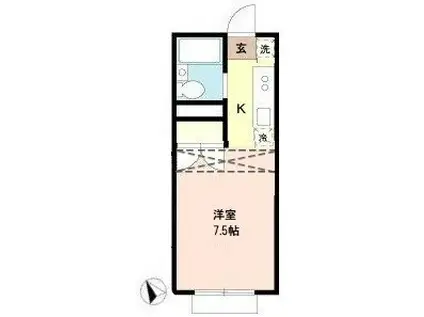 エステートピア戸田(ワンルーム/2階)の間取り写真