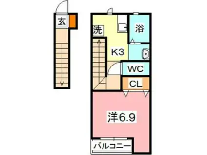 AL SOLE(1K/2階)の間取り写真