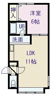 エクセルシオールB(1LDK/2階)の間取り写真