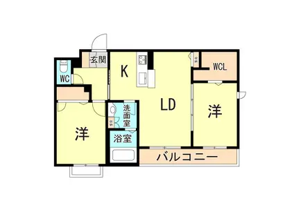 グランシャリオ西神戸(2LDK/2階)の間取り写真