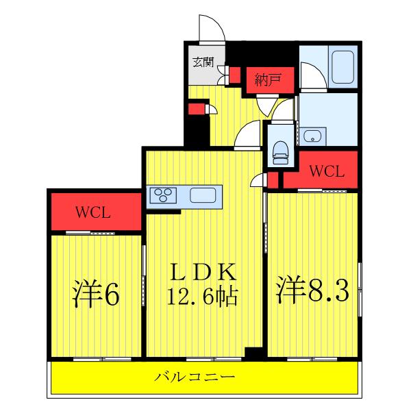 グランコート(2LDK/3階)の間取り写真