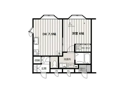 メゾンさかえ(1LDK/1階)の間取り写真