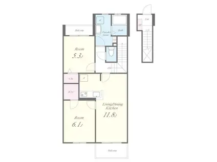 サン・ノーブル(2LDK/2階)の間取り写真