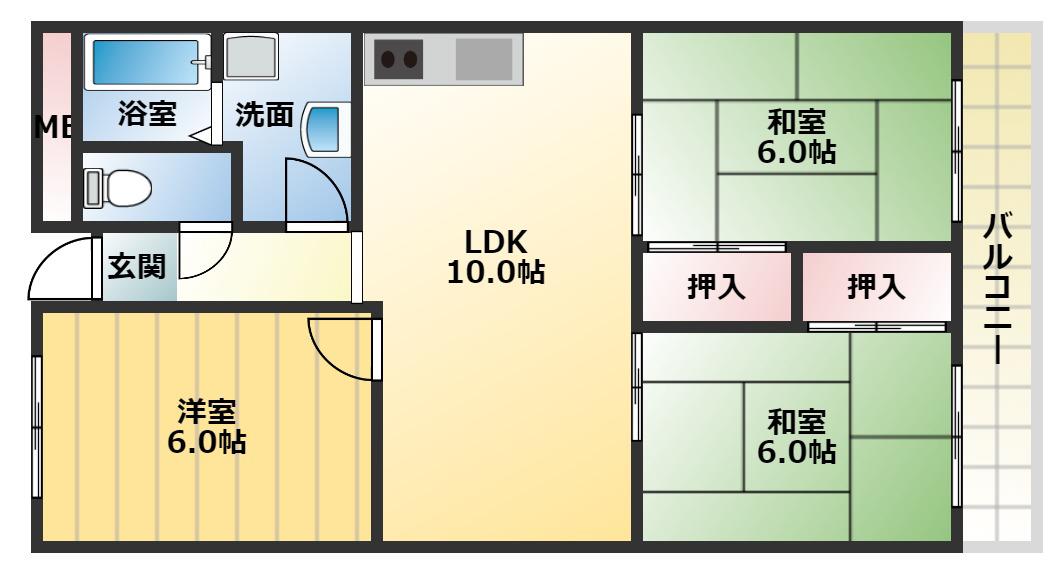 ルネ・アルマーニ(3LDK/2階)の間取り写真
