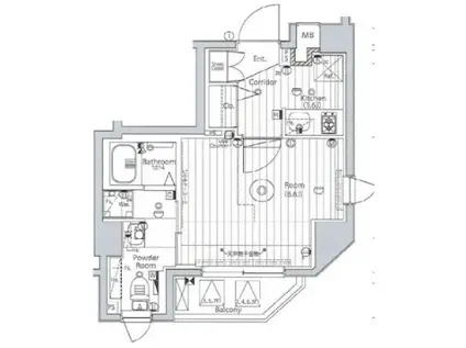 メイクスアート三ノ輪II(1K/2階)の間取り写真