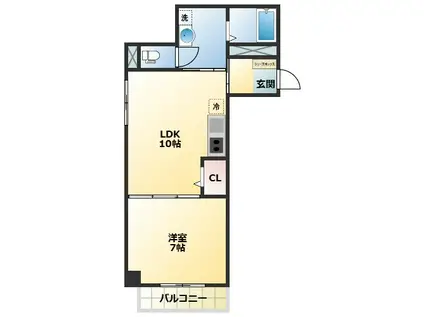 東新町4丁目マンション(1LDK/2階)の間取り写真