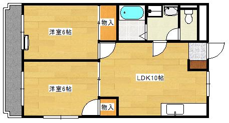 岡野ビルII(2LDK/3階)の間取り写真